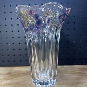 Vintage Mikasa Chablis Crystal 8 Inch Floral Fruit Vase